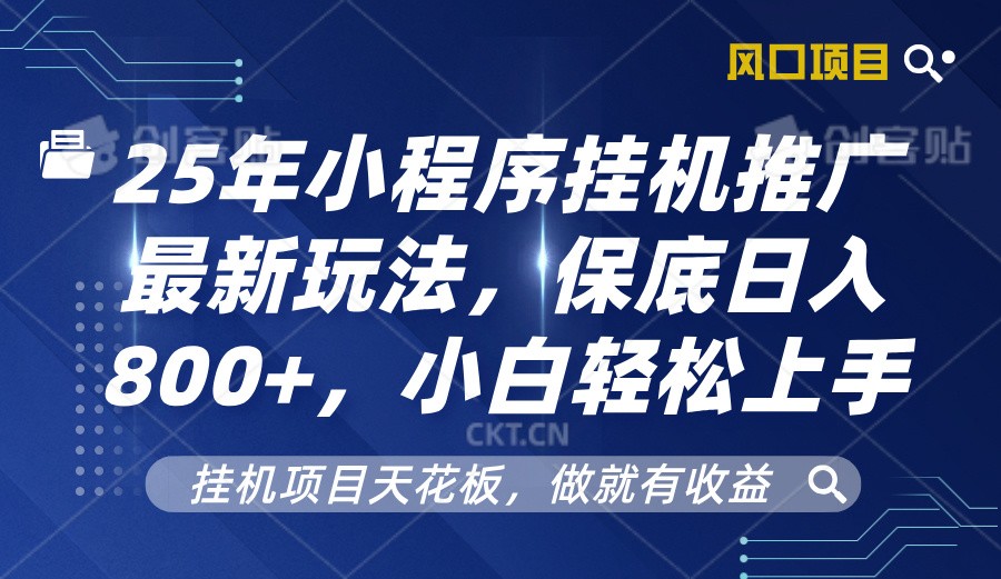 图片[1]-2025年小程序挂机推广最新玩法，保底日入800+，小白轻松上手-泱泱学习社