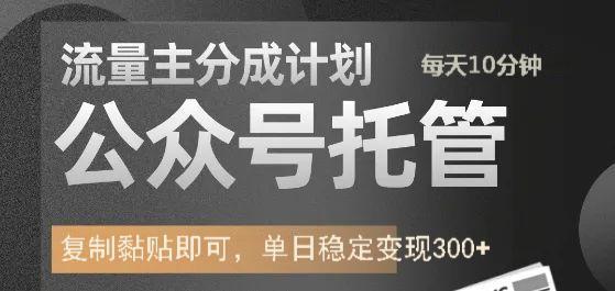 图片[1]-公众号托管计划-流量主分成计划，每天只需发布文章，单日稳定变现300+-泱泱学习社