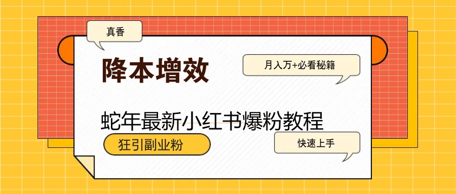 图片[1]-蛇年最新小红书爆粉教程，狂引副业粉，月入万+必看-泱泱学习社