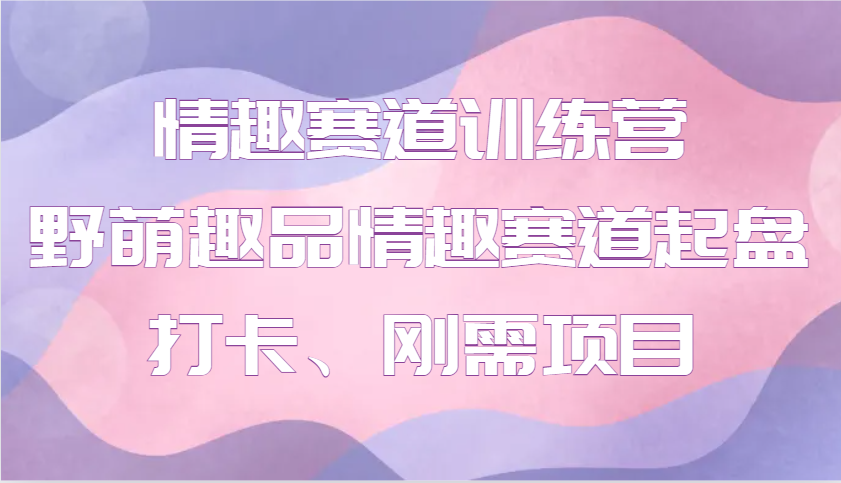 图片[1]-情趣赛道训练营 野萌趣品情趣赛道起盘打卡、刚需项目-泱泱学习社
